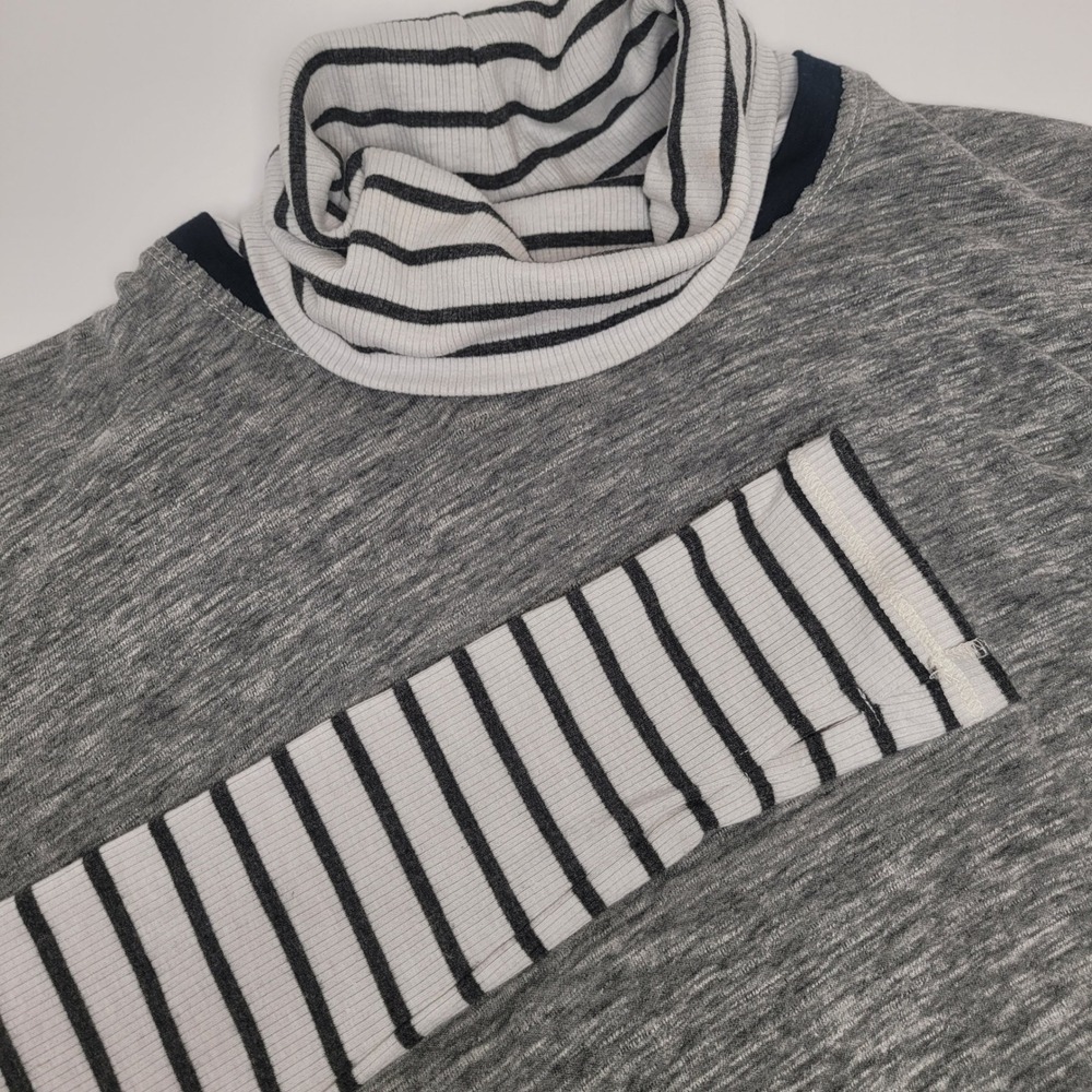 We The Free Layered Top Womens M Grey Striped Long Sleeve Excellent Turtleneck